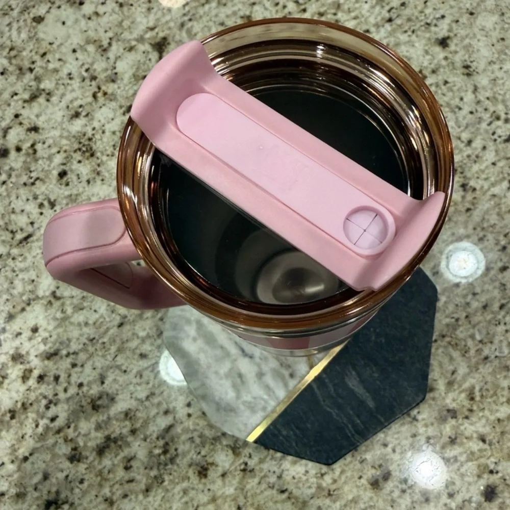 Stanley Pink and Gold Striped Tumbler, Custom Designed, 40oz - Picture 4 of 4